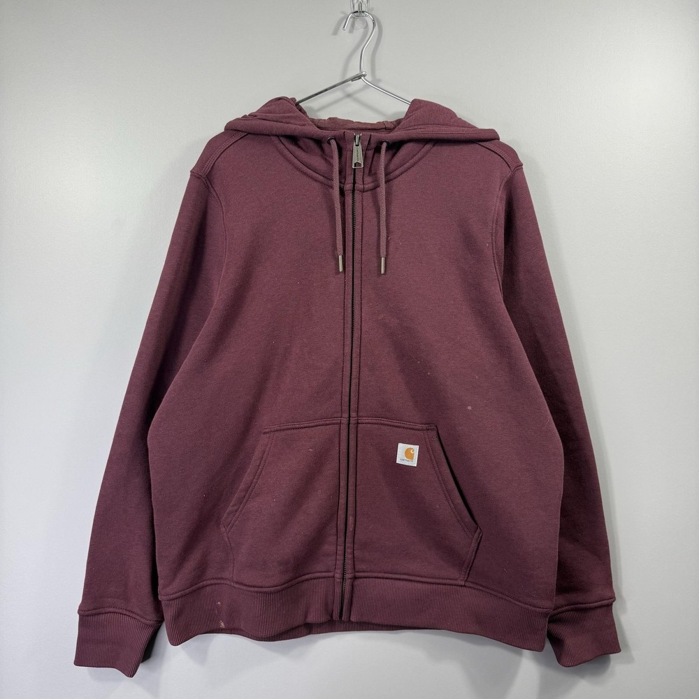 Carhartt Hoodie Womens XL 16-18 Red Full Zip Fleece Kangaroo Relaxed Sweatshirt